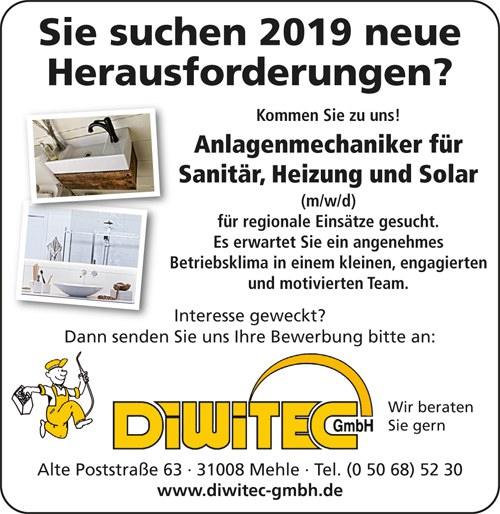 Anlagenmechaniker/in für Sanitär, Heizung Solar gesucht Anlagenmechaniker/in für Sanitär, Heizung Solar gesucht